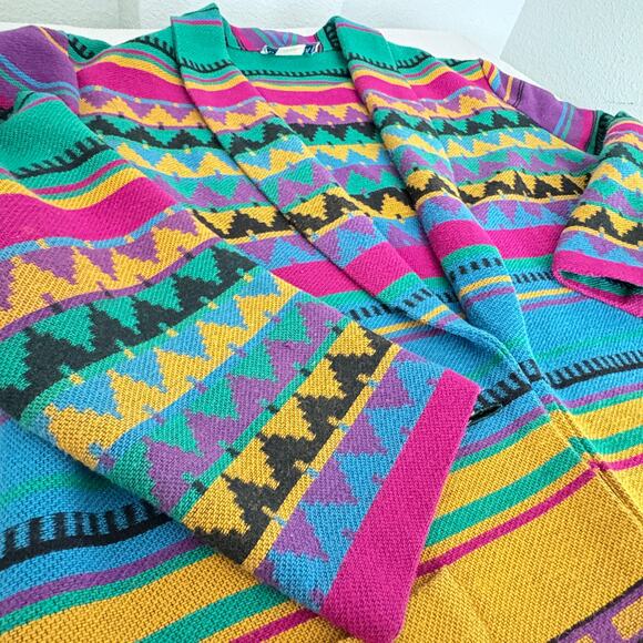 Eagle River Aztec Wool Jacket 16 Vintage Southwest Cardigan Western Boho (Flaw) - Picture 2 of 8